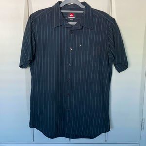 Quicksilver pinstriped black button shirt